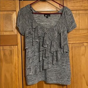 Gray ruffled shirt!